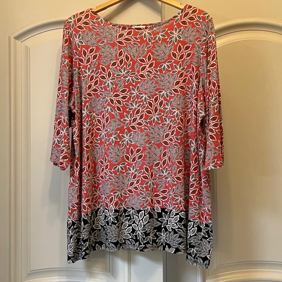 J. Jill Tops - J. Jill Unique Abstract Leaf Print Ballet-Sleeve Tunic